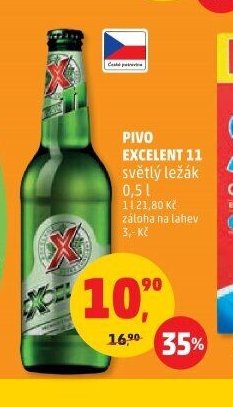 Pivo Excelent 11 světlý ležák 0,5 l