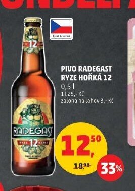 PIVO RADEGAST RYZE HOŘKÁ 12 0,5 l