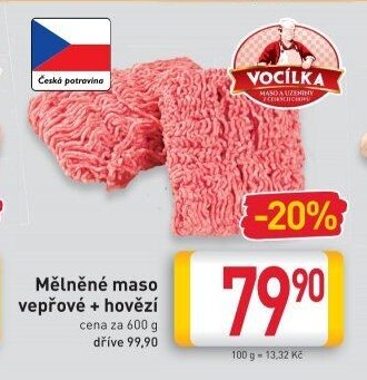Mělněné maso vepřové + hovězí