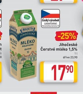 Jihočeské Čerstvé mléko 1,5%