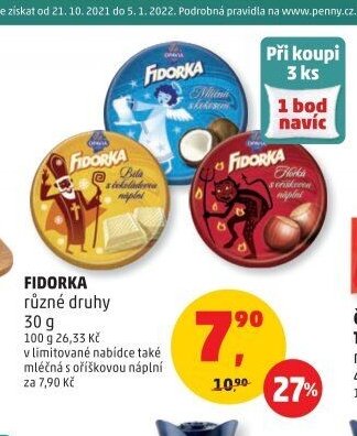 Fidorka různé druhy