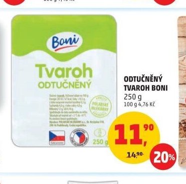 Odtučněný tvaroh Boni