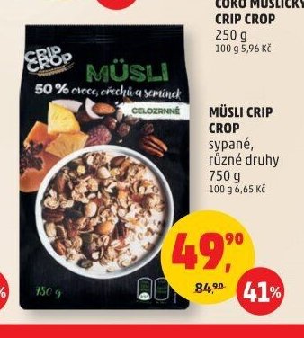 MÜSLI CRIP CROP sypané, různé druhy 750 g