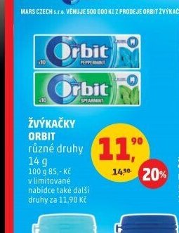 Žvýkačky Orbit 14 g
