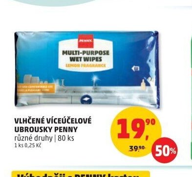 VLHČENÉ VÍCEÚČELOVÉ UBROUSKY PENNY