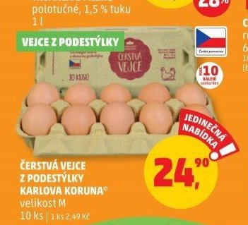 ČERSTVÁ VEJCE Z PODESTÝLKY KARLOVA KORUNA