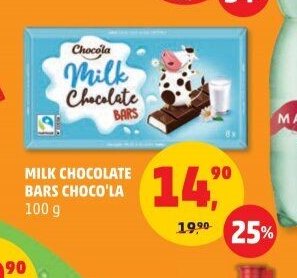 MILK CHOCOLATE BARS CHOCO'LA
