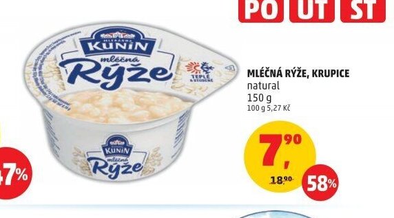 Mléčná rýže, krupice natural