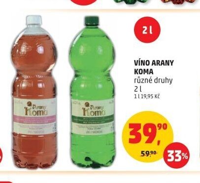 Víno Arany Koma různé druhy