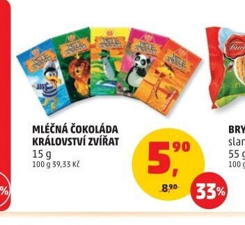 Mléčná čokoláda Království zvířat