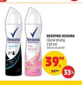 Deosprej Rexona různé druhy