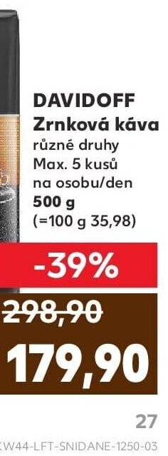Davidoff Zrnková káva