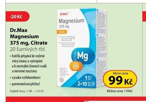 Dr.Max Magnesium 375 mg, Citrate 20 šumivých tbl.