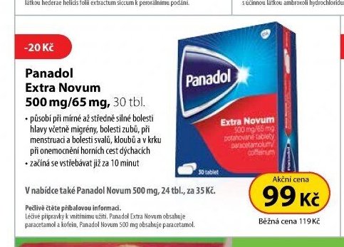 Panadol Extra Novum 500 mg/65 mg, 30 tbl.