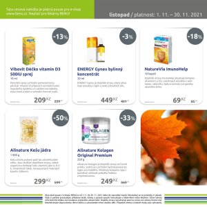 akční leták BENU Lékárna 1.11.2021-30.11.2021