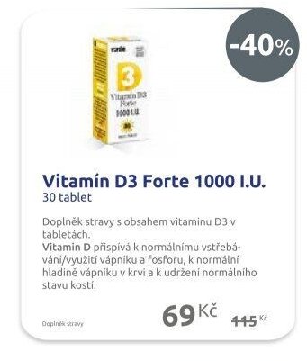 Vitamín D3 Forte 1000 I.U.