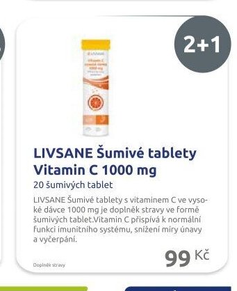 LIVSANE Šumivé tablety Vitamin C 1000 mg