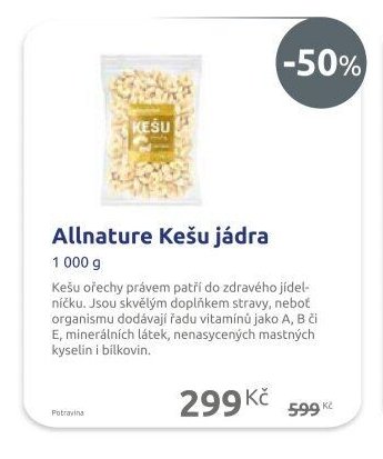 Allnature Kešu jádra