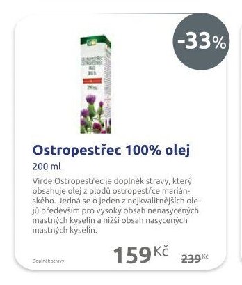 Ostropestřec 100% olej