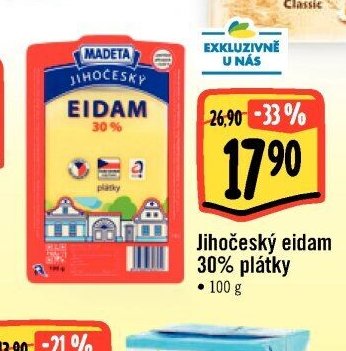 Jihočeský eidam 30% plátky