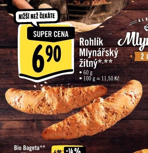 Rohlík Mlynářský žitný
