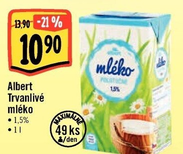 Mléko trvanlivé Albert - 1,5% polotučné