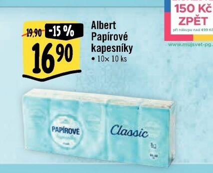 Papírové kapesníčky 3vrstvé Albert