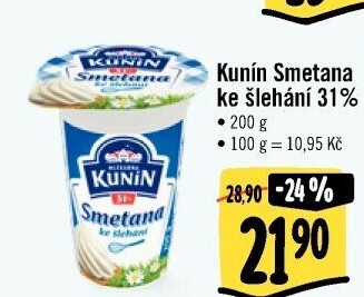 Smetana ke šlehání Kunín 31%