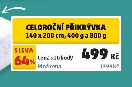 CELOROČNÍ PŘIKRÝVKA 140 x 200 cm, 400 g a 800 g