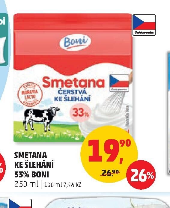 Smetana ke šlehání Boni