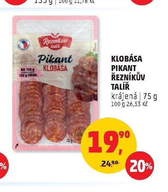 Klobása pikant Řezníkův talíř