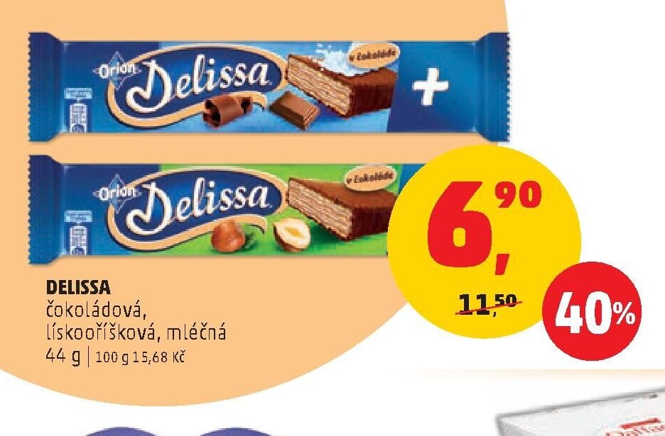 Delissa čokoládová, lískoříšková, mléčná
