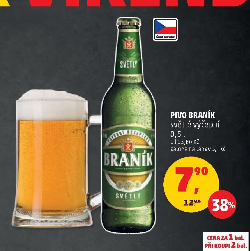 Pivo Braník světlé výčepní 0,5 l