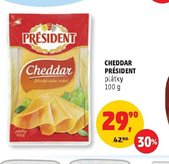 Cheddar Président plátky 100 g