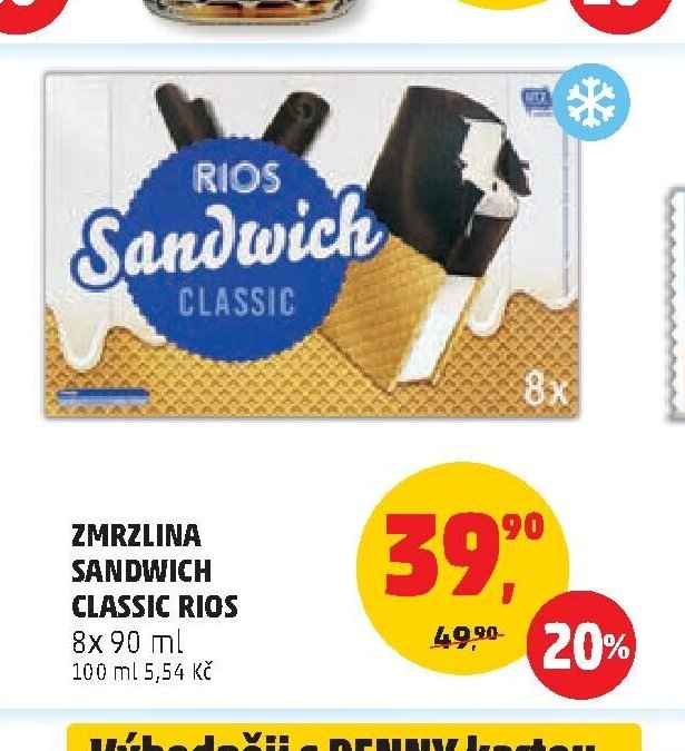 Zmrzlina Sandwich Classic Rios 8x90 ml