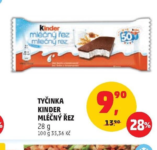 Tyčinka Kinder Mléčný řez 28 g