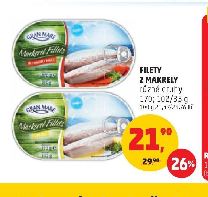 Filety z makrely různé druhy 170 g