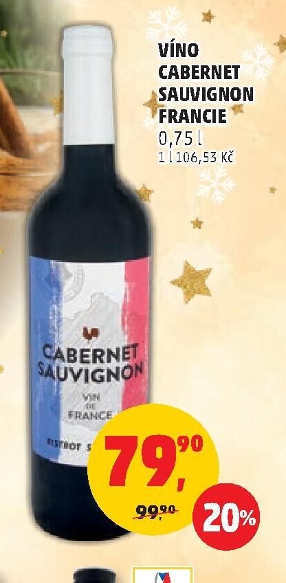 VÍNO CABERNET SAUVIGNON FRANCIE 0,75 l