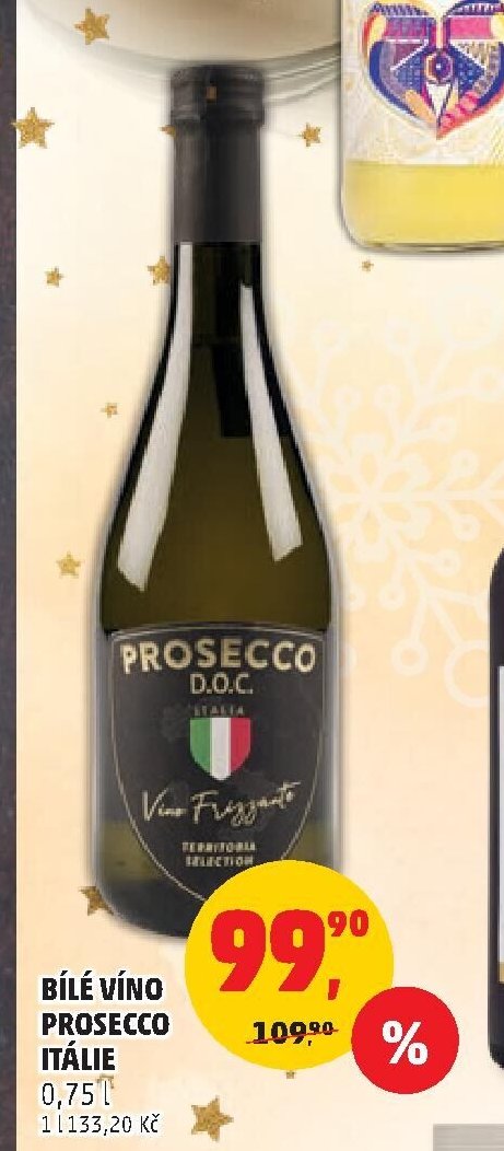 BÍLÉ VÍNO PROSECCO ITÁLIE 0,75 l
