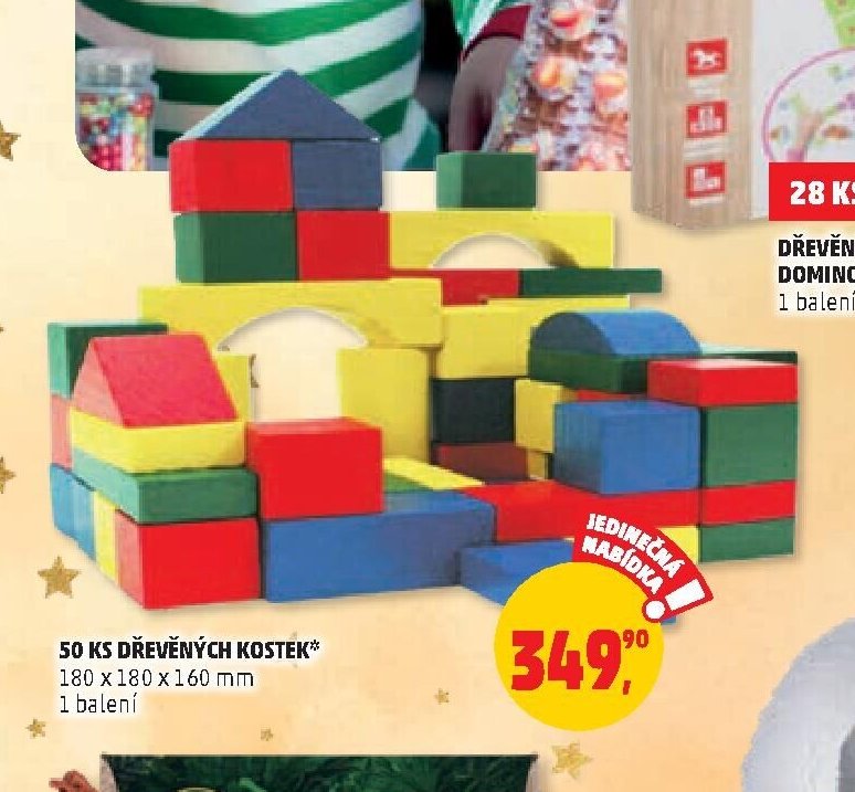 50 ks dřevěných kostek