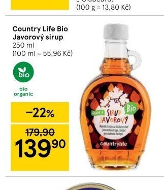Country Life Bio Javorový sirup