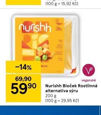 Nurishh Bloček Rostlinná alternativa sýru 200g