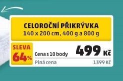 CELOROČNÍ PŘIKRÝVKA 140 x 200 cm, 400 g a 800 g
