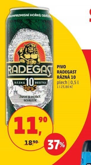 Pivo Radegast Rázná 10 plech 0,5 l