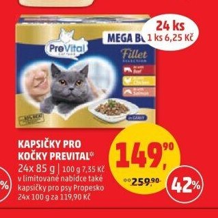 Kapsičky pro kočky PreVital 24 x 85 g