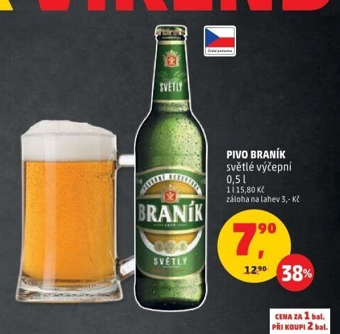 Pivo Braník světlé výčepní