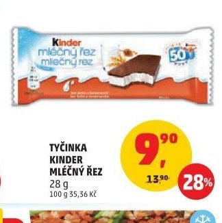 Tyčinka Kinder Mléčný řez