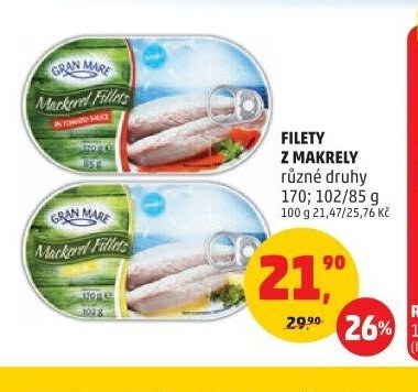 Filety z makrely různé druhy