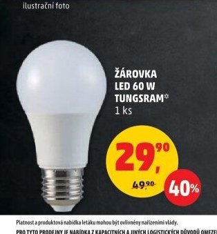 ŽÁROVKA LED 60 W TUNGRAM