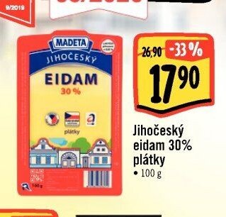 Jihočeský eidam 30% plátky